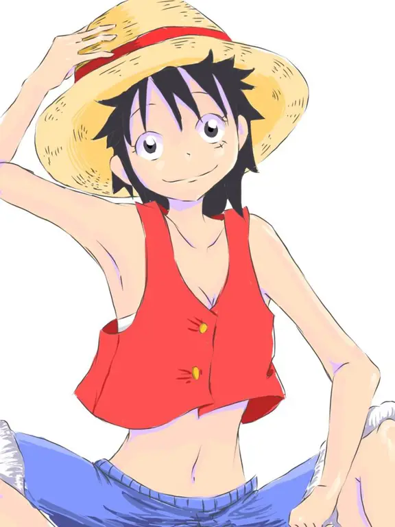 Luffy bermain voli dengan gaya khasnya yang energik