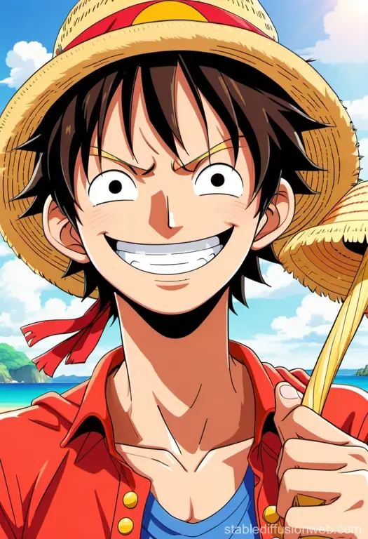 Gambar Monkey D Luffy tersenyum