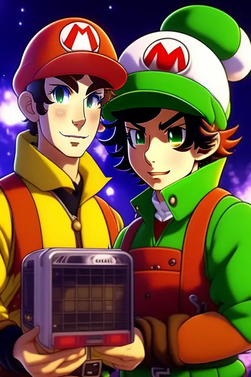 Gambar Luigi dengan gaya anime