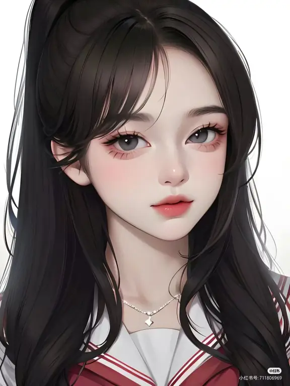 Gambar fanart gadis anime yang dilukis secara digital