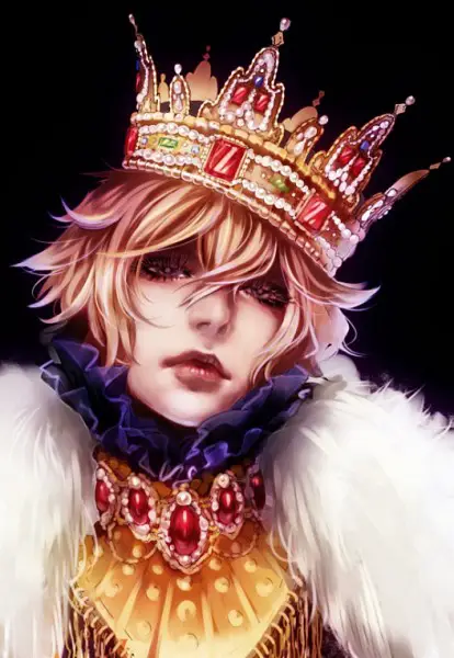Mahkota yang dikenakan oleh seorang raja anime