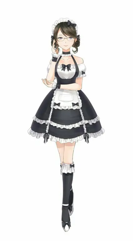 Ilustrasi maid anime yang lucu dan menggemaskan