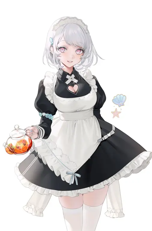 Ilustrasi maid anime yang cantik dan ramah