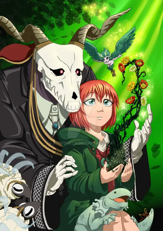 Gambar makhluk-makhluk magis dari anime Mahoutsukai no Yome