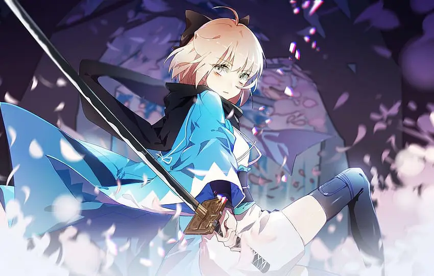 Maki yang Kuat dan Tangguh Ilustrasi gadis anime imut dengan katana