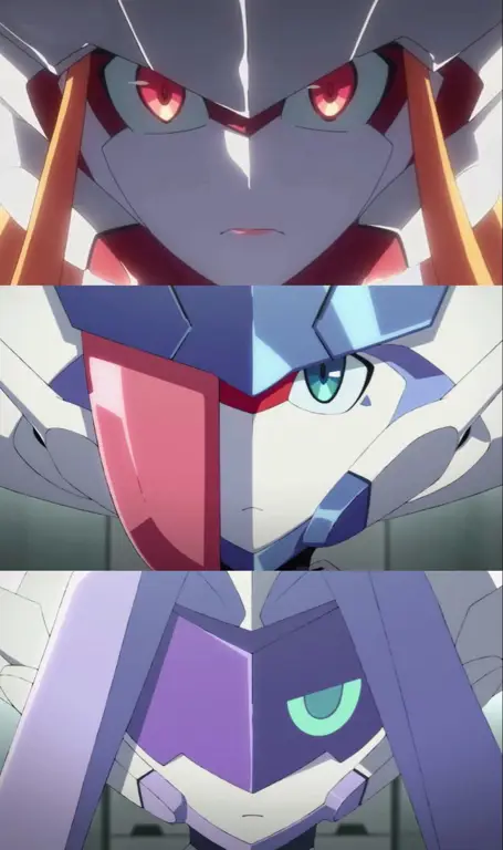 Gambar mecha Franxx dalam aksi