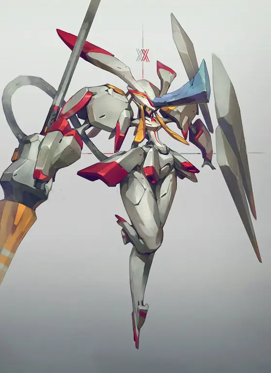 Mecha Franxx yang gagah dan futuristik Gambar mecha Franxx dalam anime Darling in the Franxx