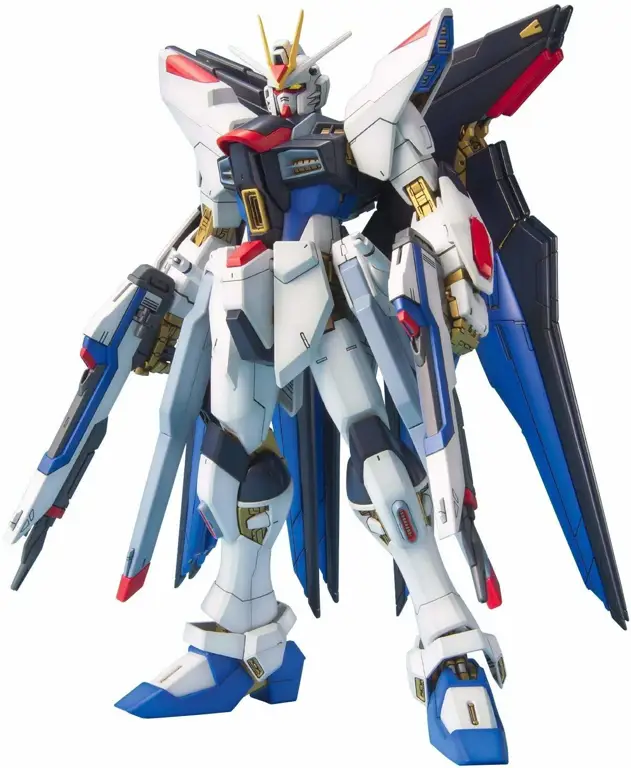 Gambar Strike Freedom Gundam dan Destiny Gundam berhadapan