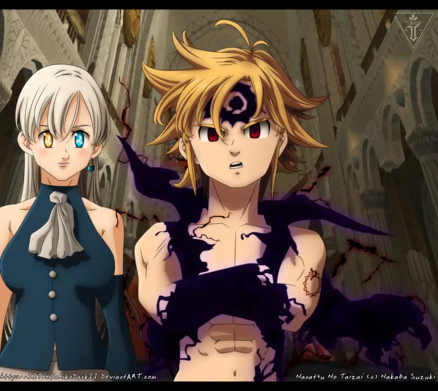 Gambar Meliodas dan Elizabeth dari Nanatsu no Taizai