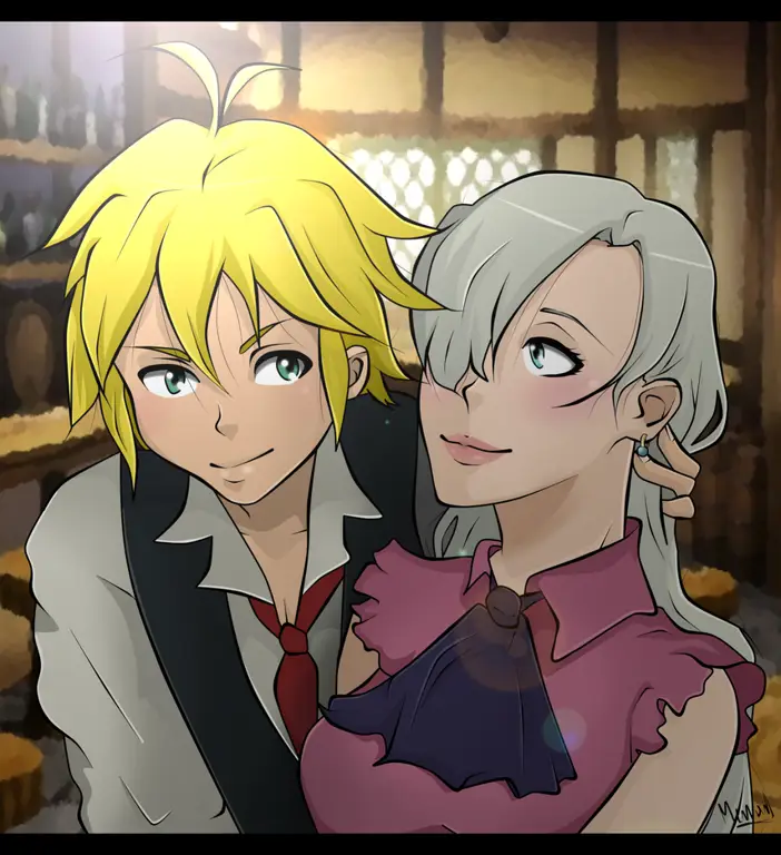 Gambar Meliodas dan Elizabeth dari Nanatsu no Taizai