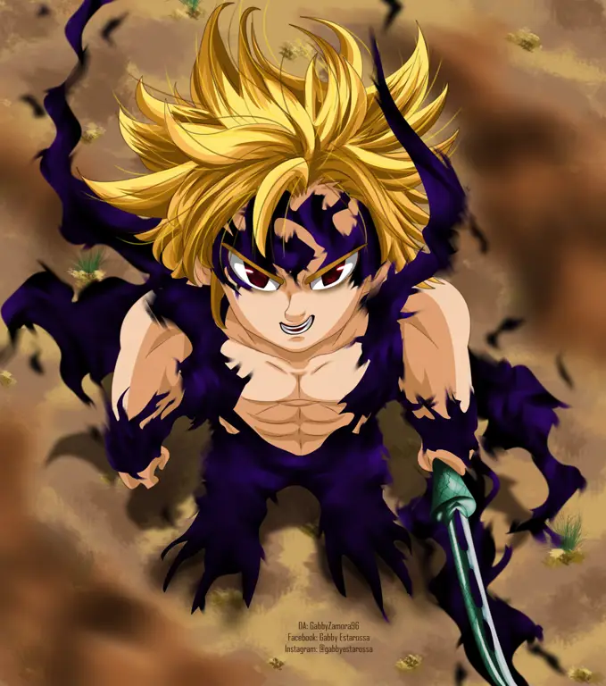Meliodas, pemimpin Tujuh Dosa Mematikan Meliodas, karakter utama Nanatsu no Taizai