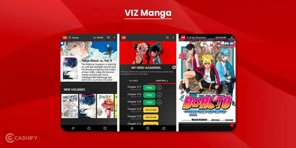 Seseorang membaca manga di tablet