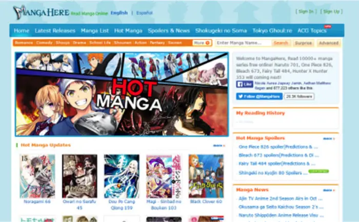 Seseorang membaca manga secara online