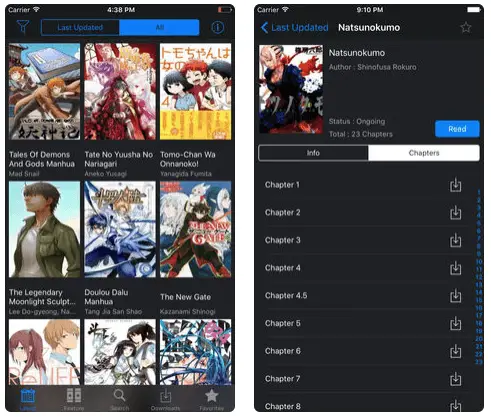 Aplikasi pembaca manga di smartphone