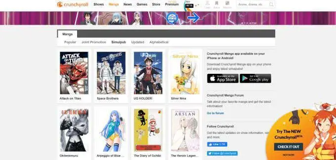 Seseorang yang membaca manga di laptop