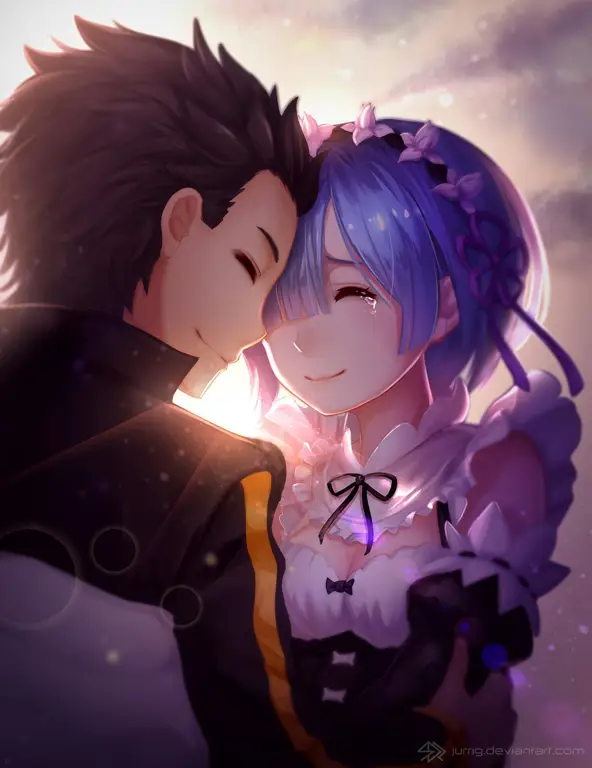 Gambar Subaru dan Rem dari Re:Zero untuk perbandingan