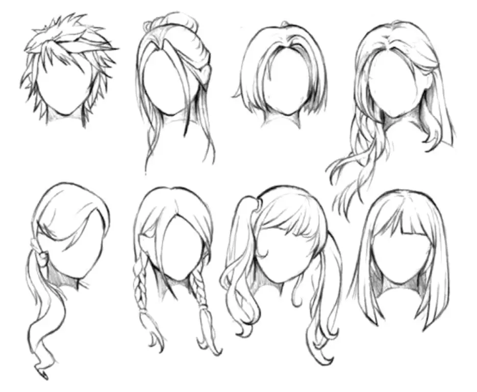 Teknik sketsa rambut anime perempuan