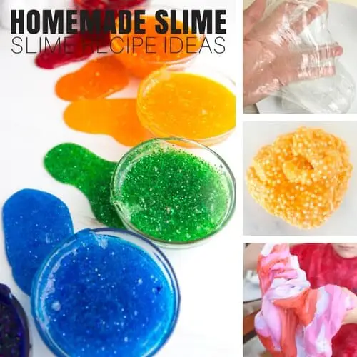 Anak-anak sedang asyik membuat slime di rumah