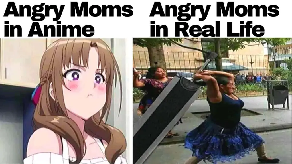 Gambar meme anime yang lucu dan berkaitan dengan frasa 'anime desu ka?'