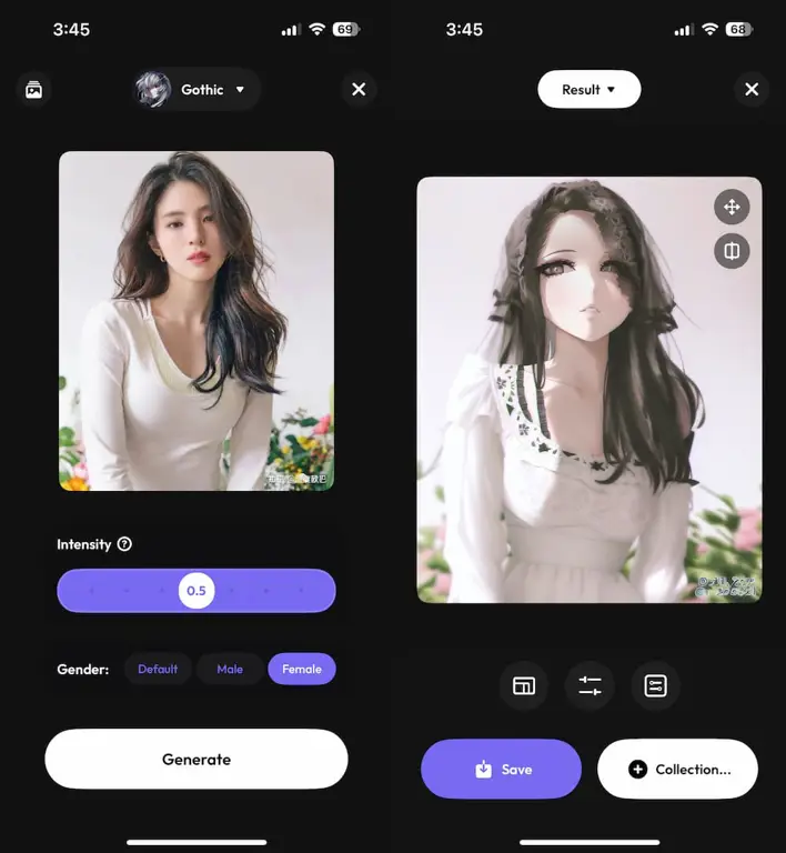 Contoh aplikasi filter anime di smartphone