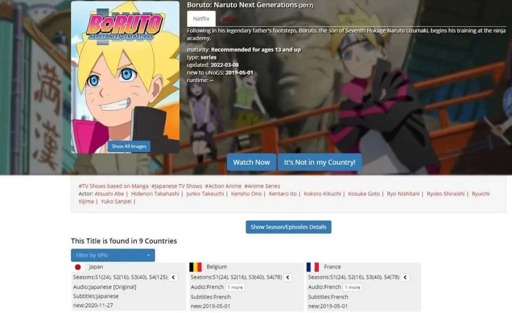 Perbandingan layanan streaming Boruto