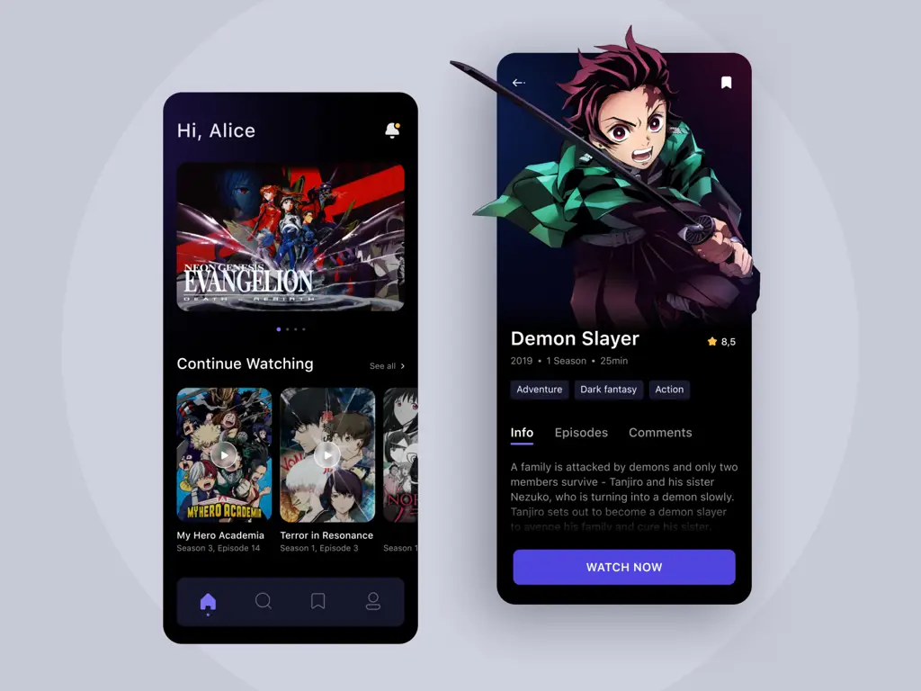 Antarmuka platform streaming anime