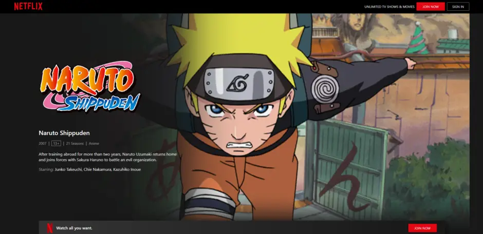 Perbandingan berbagai platform streaming Naruto