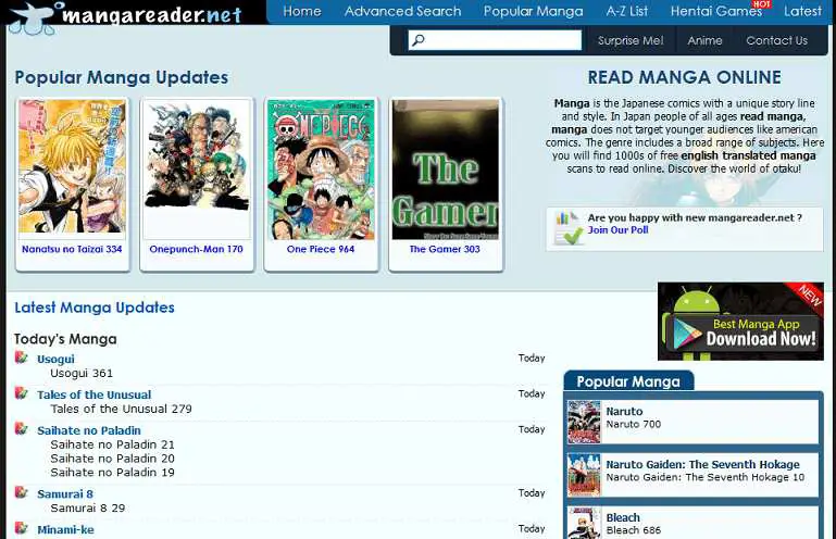 Berbagai platform online untuk membaca manga