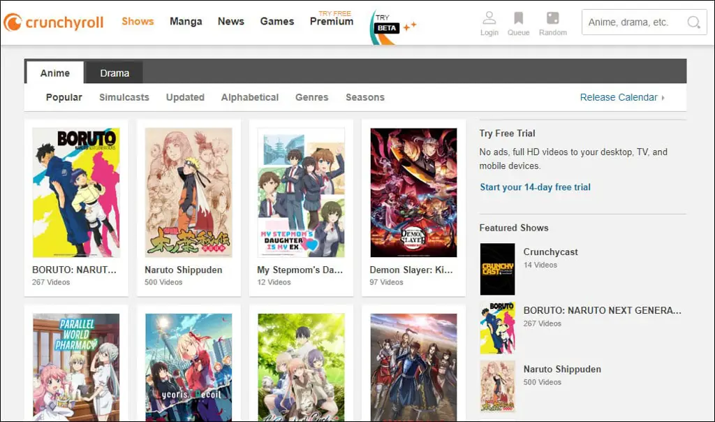 Berbagai situs streaming anime