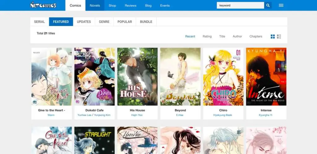 Perbandingan berbagai website manga