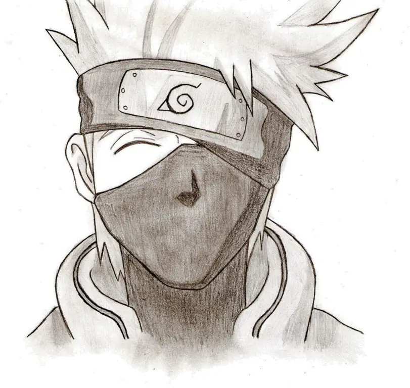 Teknik shading dan highlighting pada sketsa Naruto