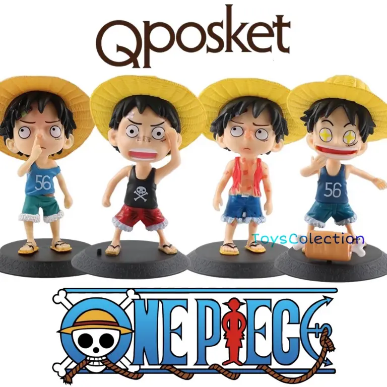 Koleksi miniatur Luffy yang tertata rapi