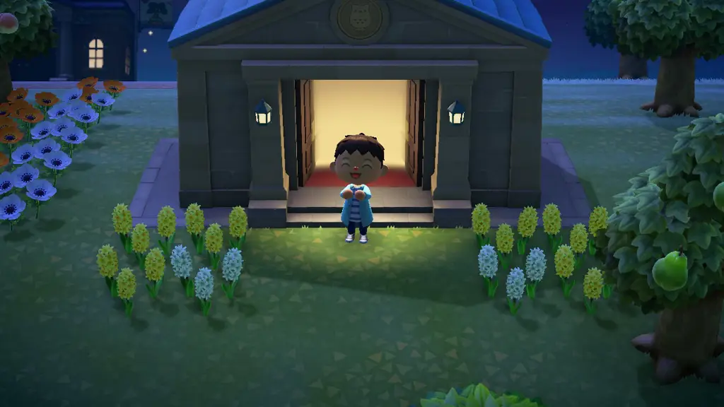 Menampilkan patung-patung di museum Animal Crossing