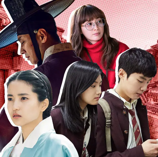 Layar menampilkan pilihan drama Korea di platform streaming online