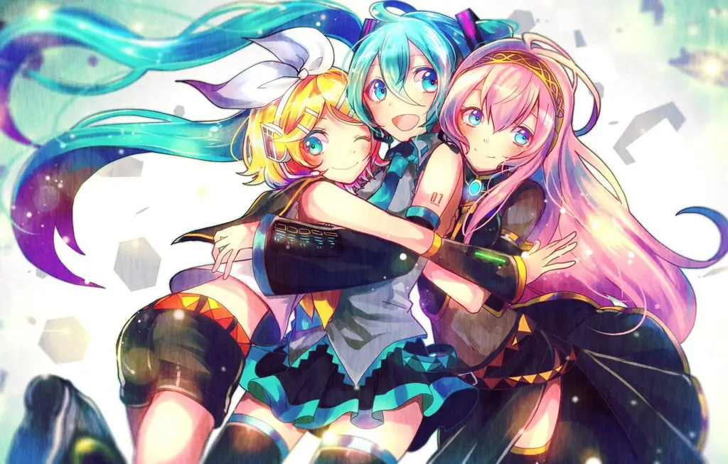 Grup penggemar anime yang bahagia sedang menonton anime bersama
