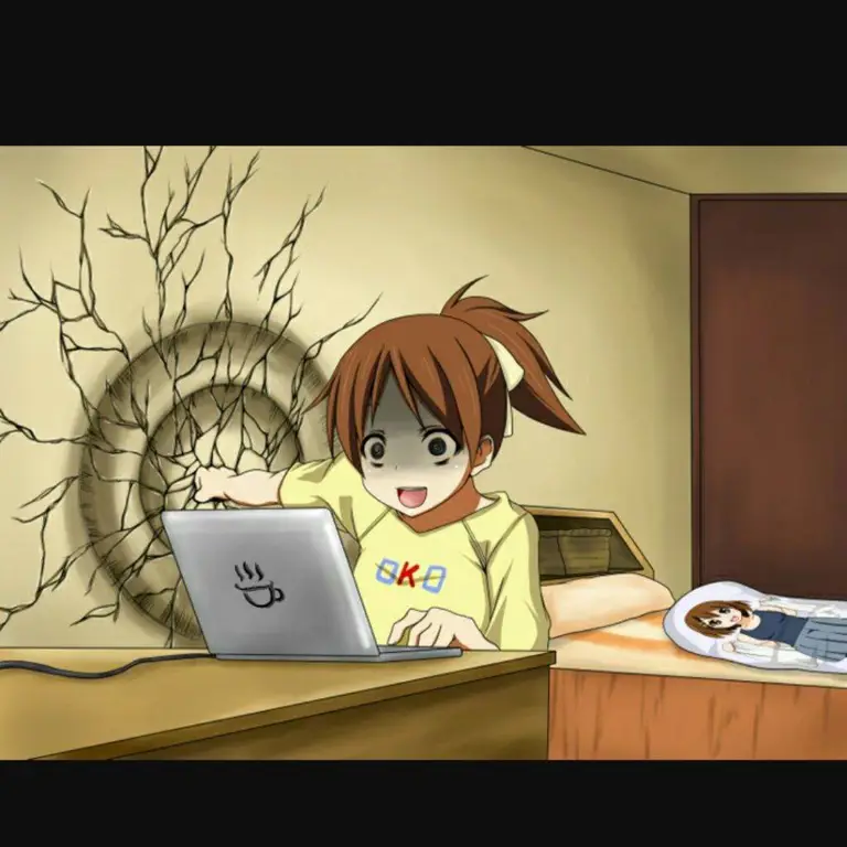 Penggemar anime menonton anime di laptop