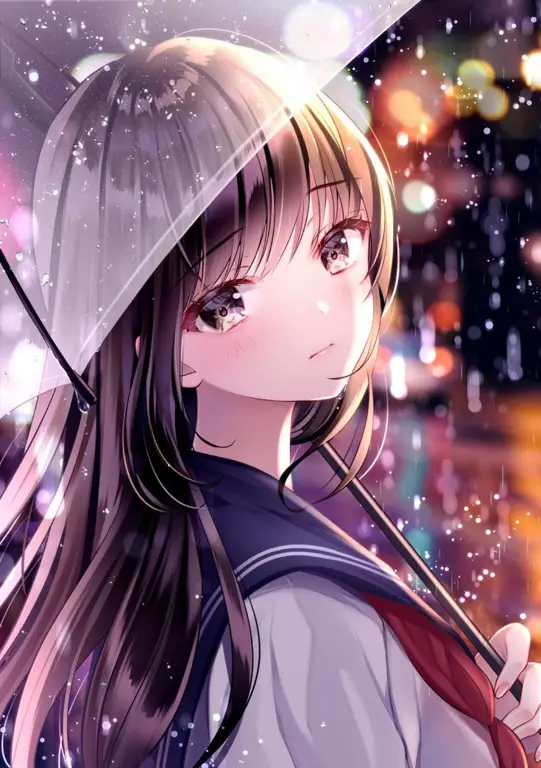 Ilustrasi gadis anime yang sedang menonton anime