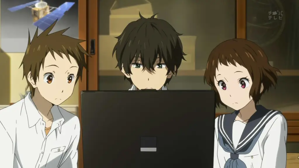 Seseorang sedang menonton anime di laptopnya