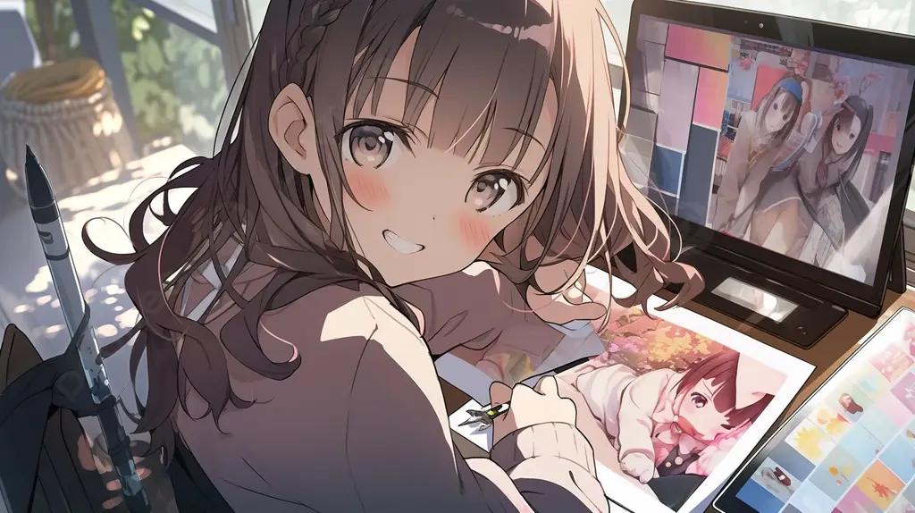 Menikmati anime di laptop Seseorang sedang menonton anime di laptop