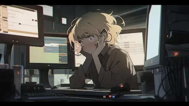 Menikmati Anime di Rumah Seseorang sedang menonton anime di laptopnya dengan nyaman.