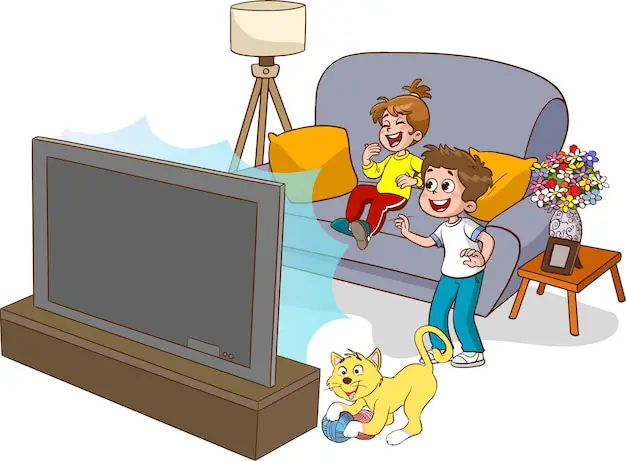Menikmati Anime di viu Para karakter anime menonton televisi di viu