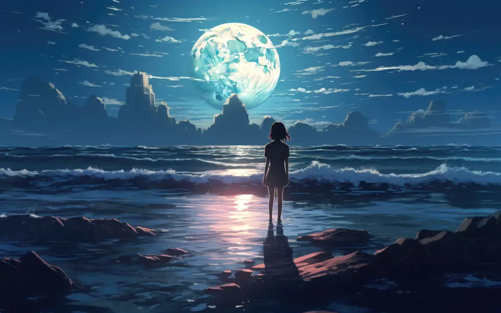 Menikmati Anime Secara Gratis Gadis anime yang lucu sedang menonton anime