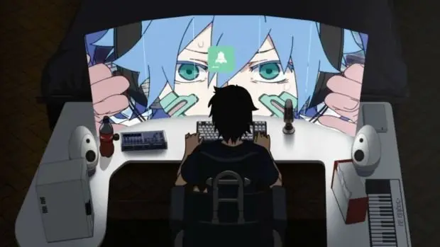 Menikmati Anime Secara Online Ilustrasi karakter anime menonton anime