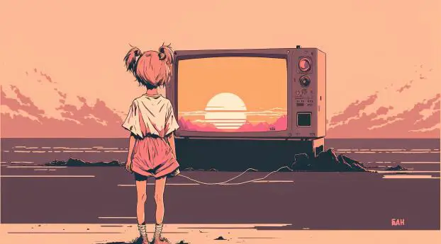 Penonton anime yang senang menonton di laptop