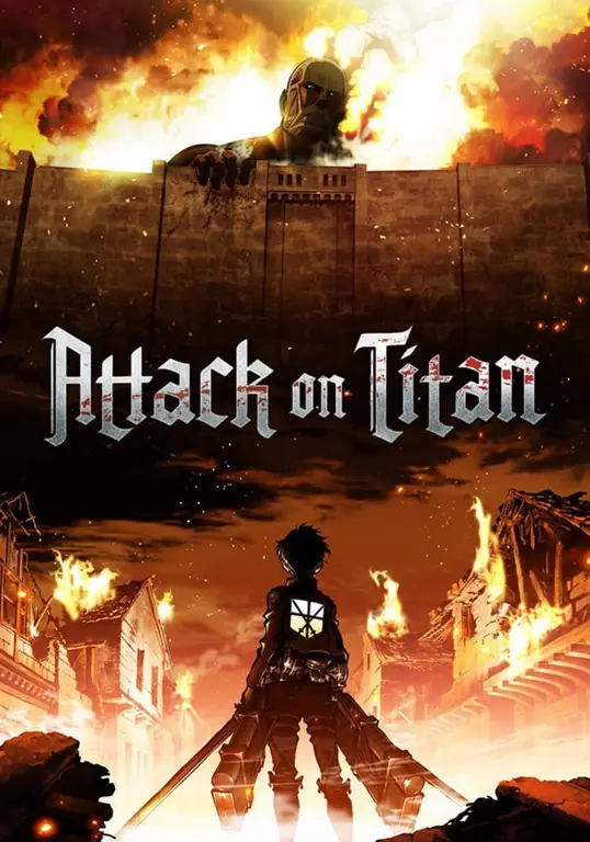 Gambar yang menampilkan cuplikan adegan Attack on Titan dari Anoboy