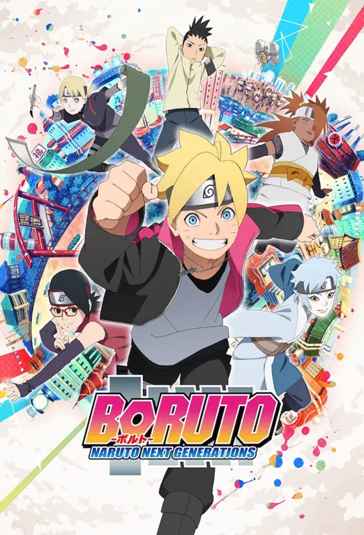 Gambar karakter Boruto sedang menonton TV bersama