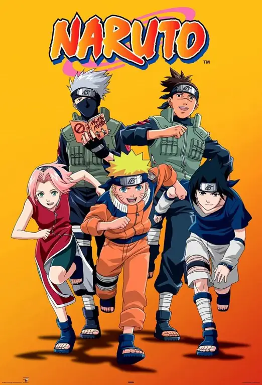 Seseorang menonton Naruto Shippuden di layar laptop