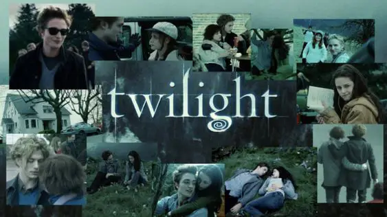 Seseorang menonton film Twilight di laptop