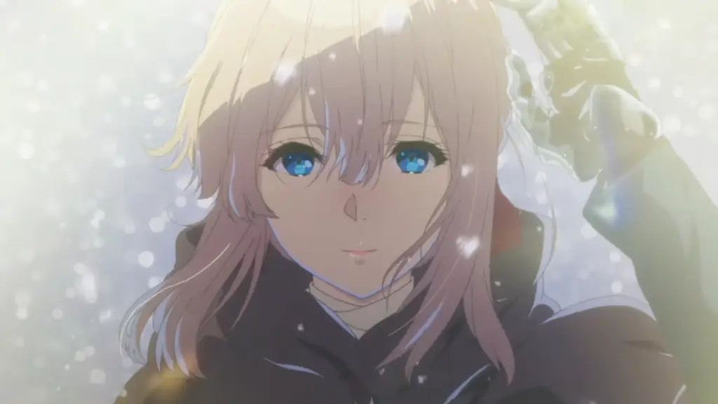 Seseorang menonton anime Violet Evergarden