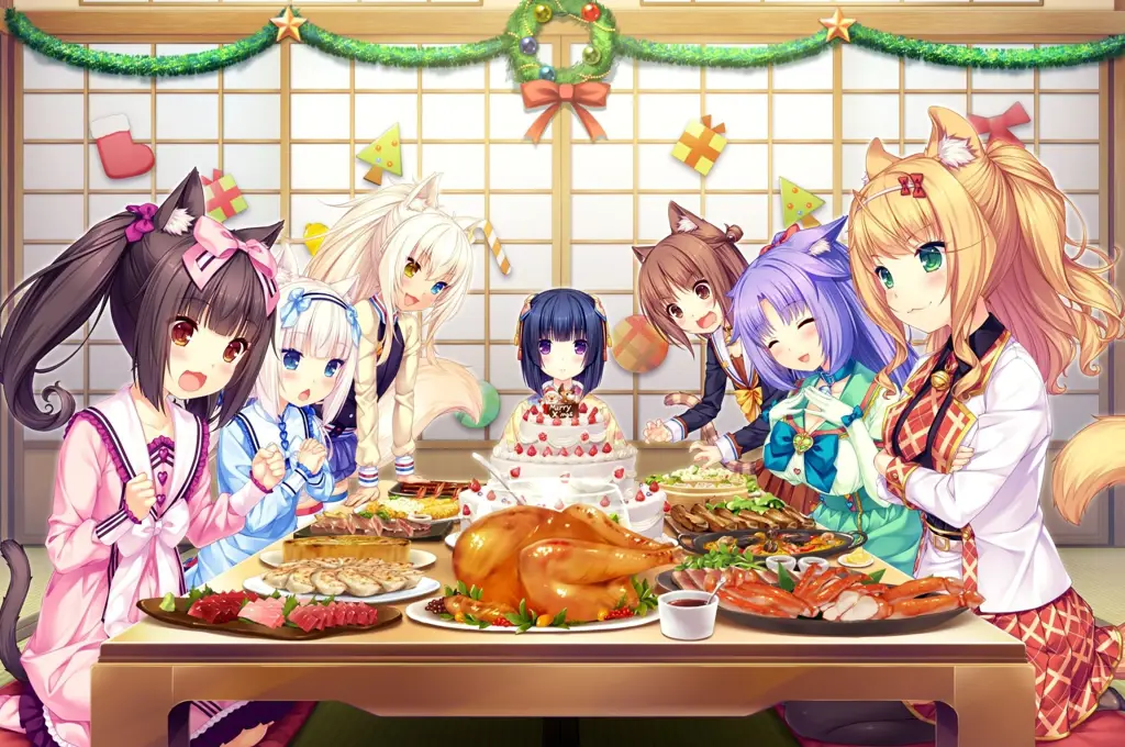 Gambar hidangan Thanksgiving dengan tema anime